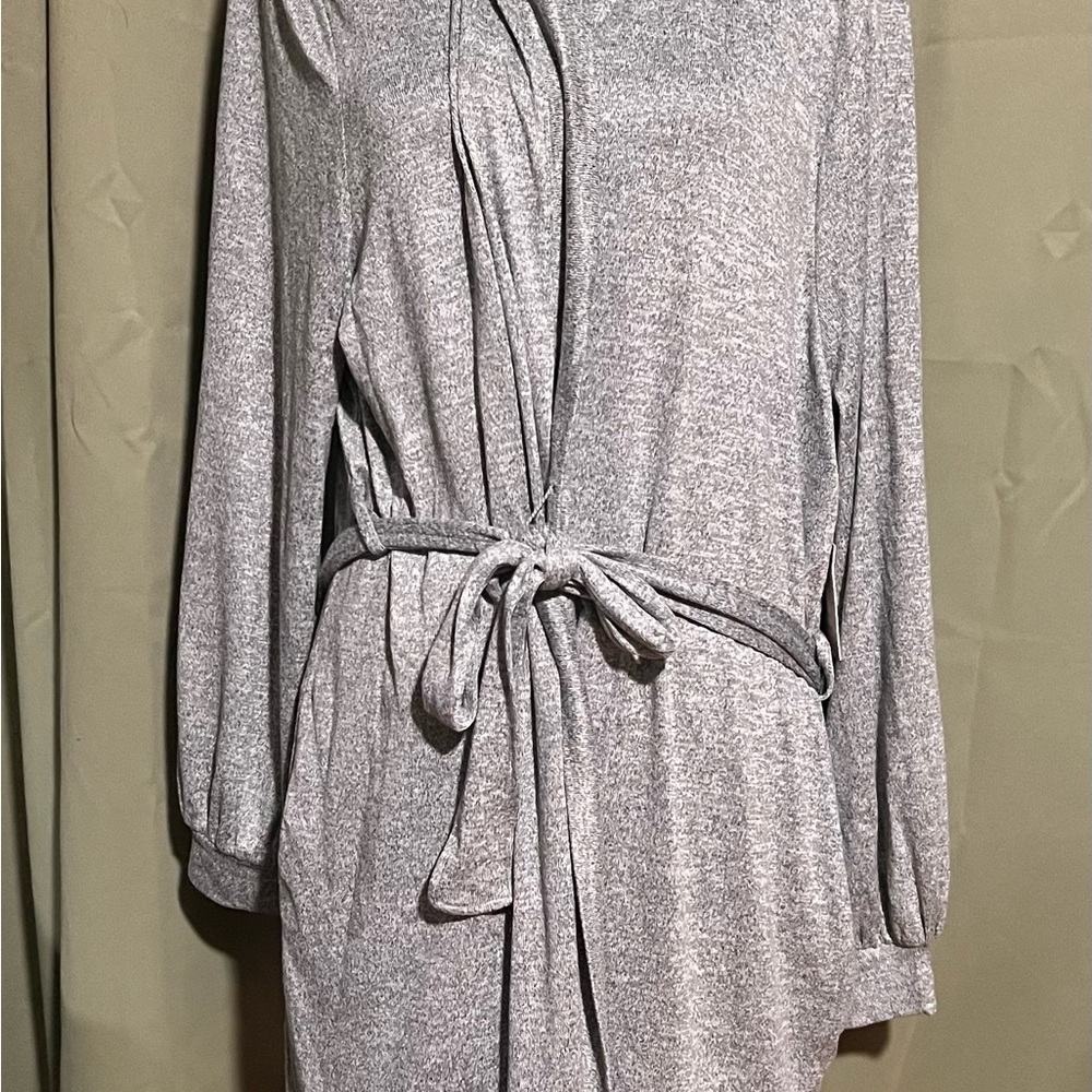 NWT LC Lauren Conrad Grey Lightweight Knee Length Robe with Belt & Hood XXL